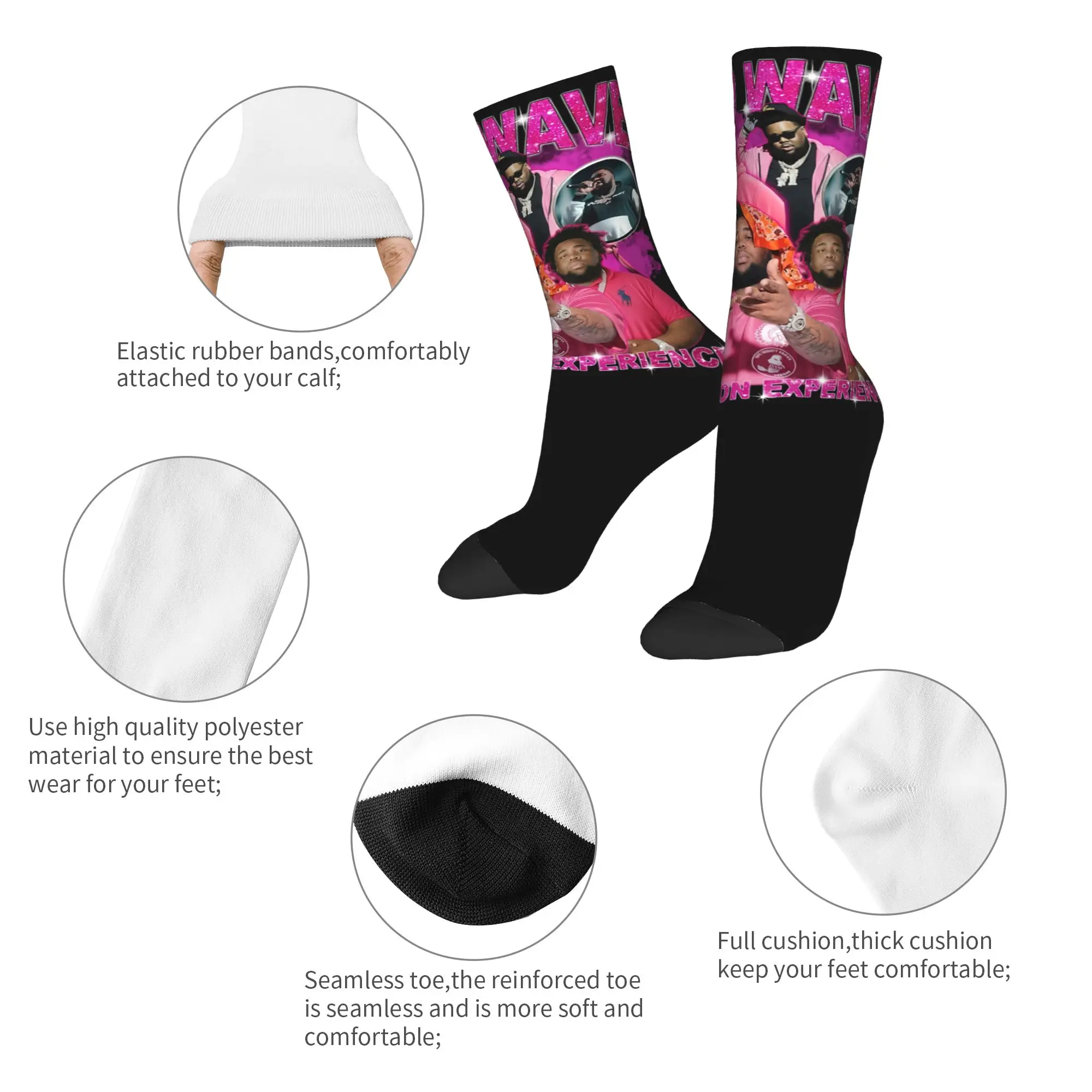 Autumn Winter Harajuku Men's Women's Rod Wave Hip Hop Rapper Last Lap  Socks  Breathable Basketball Socks