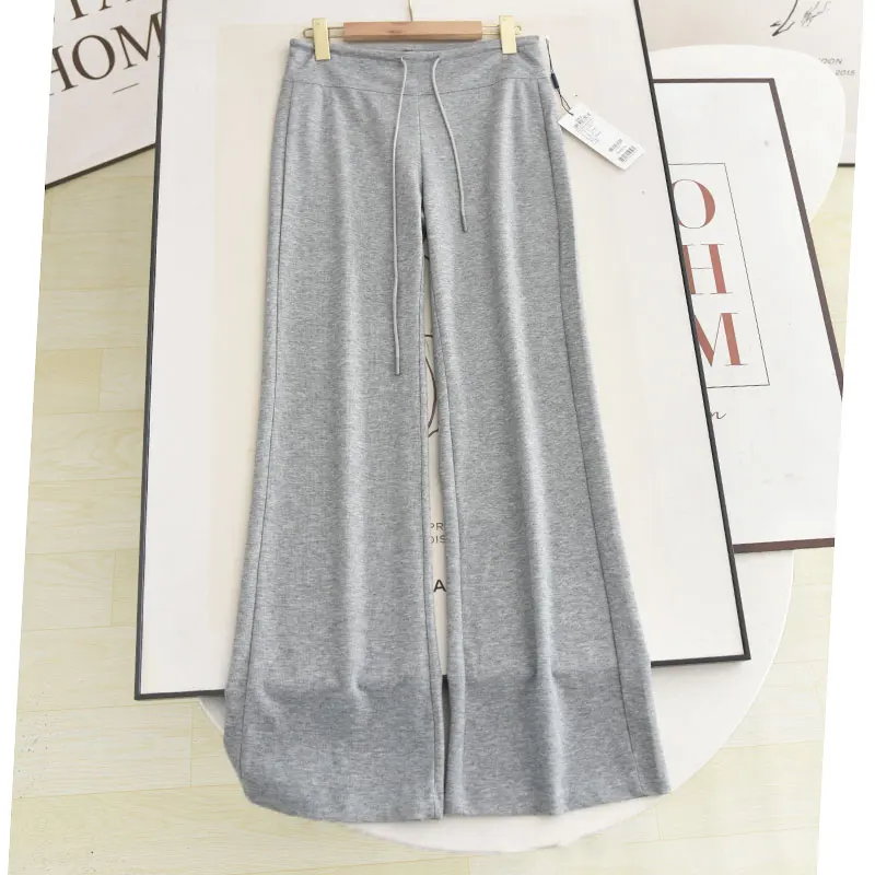 

McSystem Thin Flared Pants Summer 2025 American Retro Dstring High Waist Dra Casual Sweatpants Women