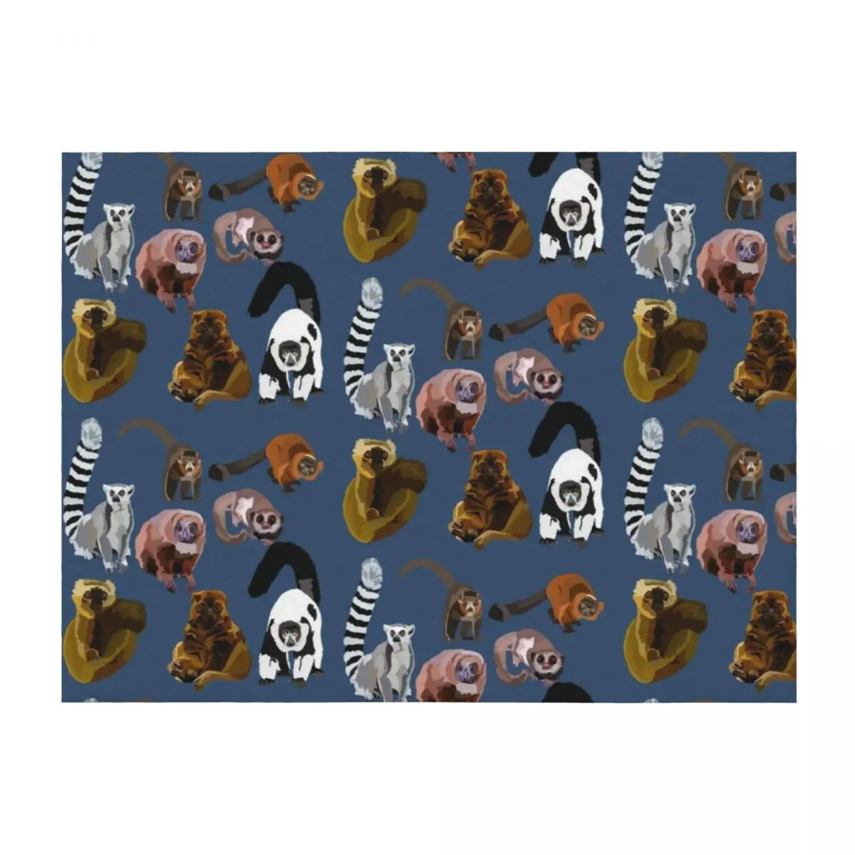 

Mixed Lemur Species Ring Tail, Black and White Ruff, Red Ruff Lemur Throw Blanket Picnic decorative Plaid Thin Blankets