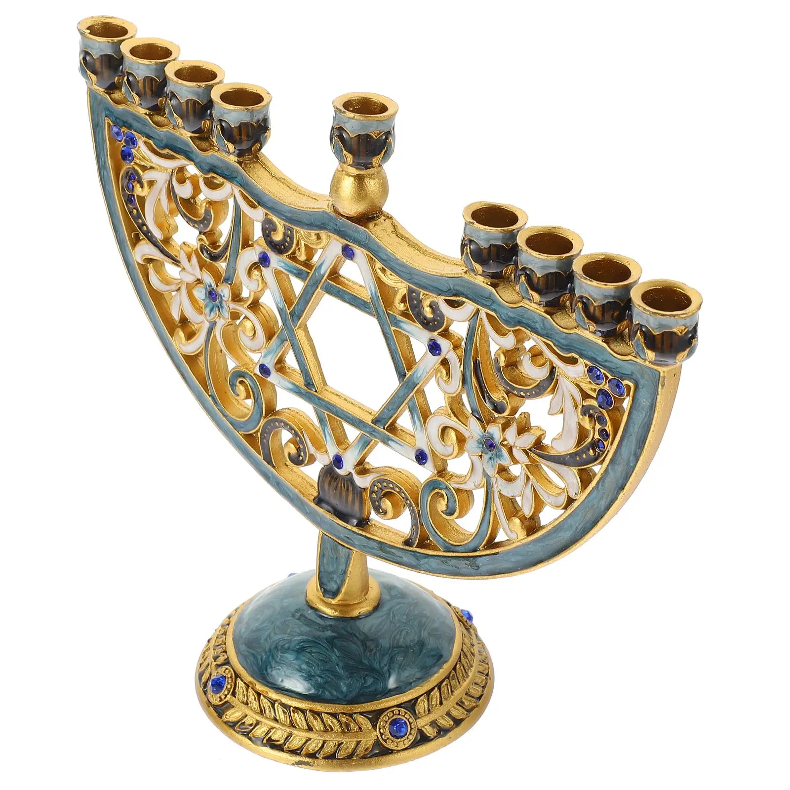 Hanukkah Candlestick Retro Jewish Holder Menorah Table Centerpiece Dining Ornament Party Festival Decoration