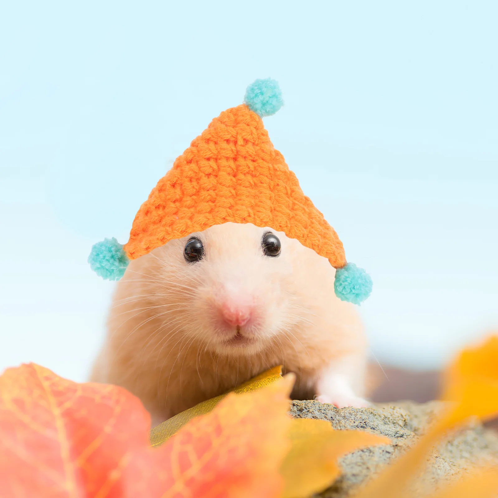 

Little Knitted Guinea Pig Hat Cute Hamster Accessories Soft Knitted Material Photo Prop Tiny Hats for Chickens Ferret Costumes