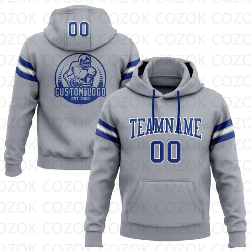 

Customized Hoodie Gray Blue Jersey 3D Printed Unisex Pullovers Hoodie Casual Sweatshirts