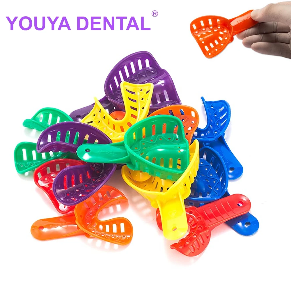 12Pcs/Set Disposable Plastic Dental Impression Trays Adult And Children Removable Teeth Holder Dentist Materials Teeth Holder Or