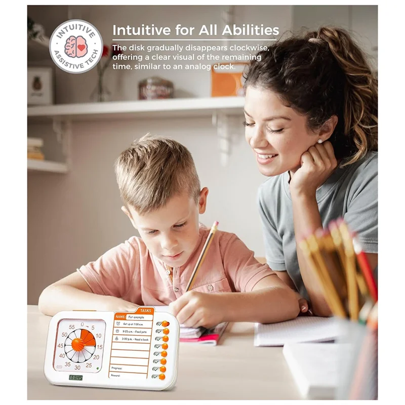 3-in-1 visueller ADHS-Timer für Kinder und Erwachsene mit Planungstafel, Aufgabentimer, Aufgabentabelle und visuellem Zeitplan
