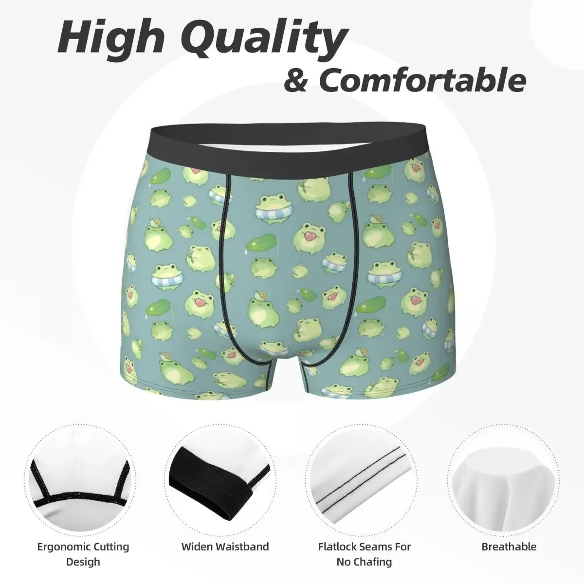 Boxer Underpants Shorts Kawaii Frog Pattern Panties Men's Comfortable Underwear for Homme Man Boyfriend Gift