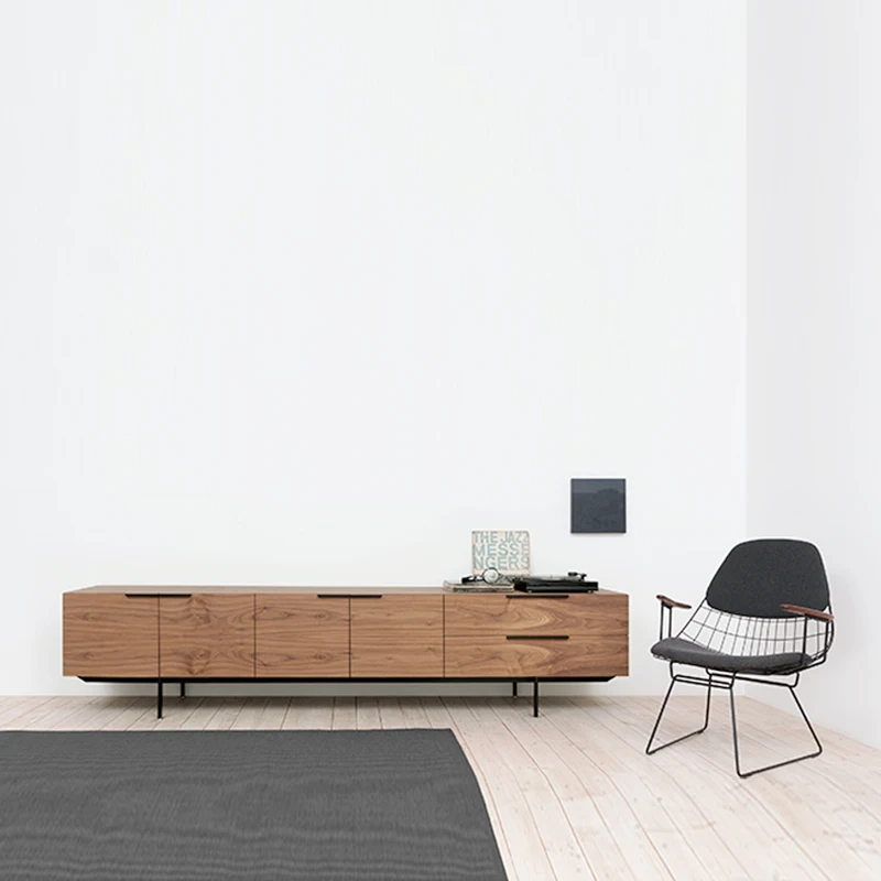 

Living Room Furniture Apartment Walnut Color TV Rack, Simple TV Table Modern Wooden TV Cabinet Rack