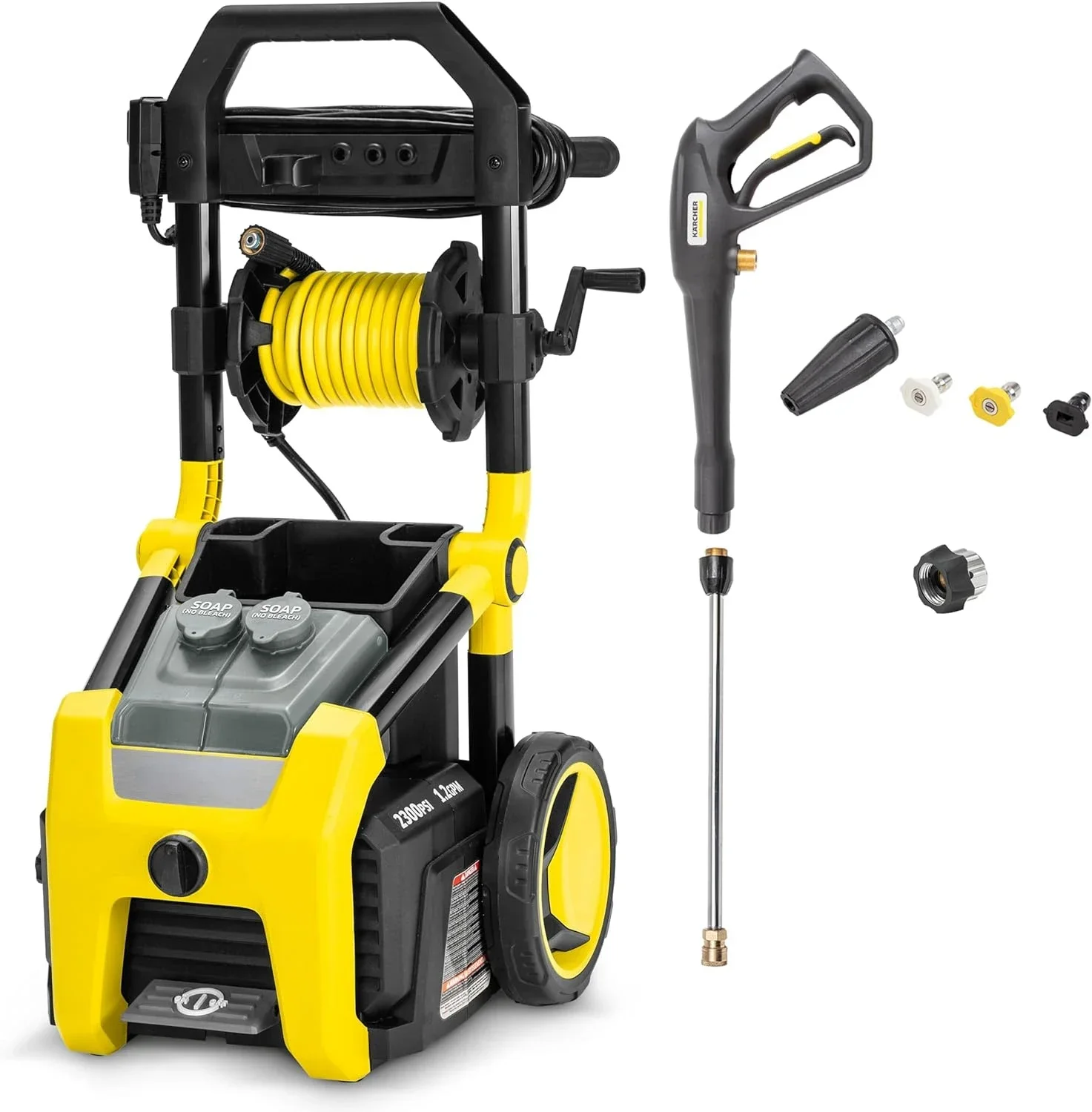 Electric Pressure Washer with 4 Spray Nozzles, Great for Cleaning Cars, Siding, Driveways, Fencing and more - 1.2 GPM