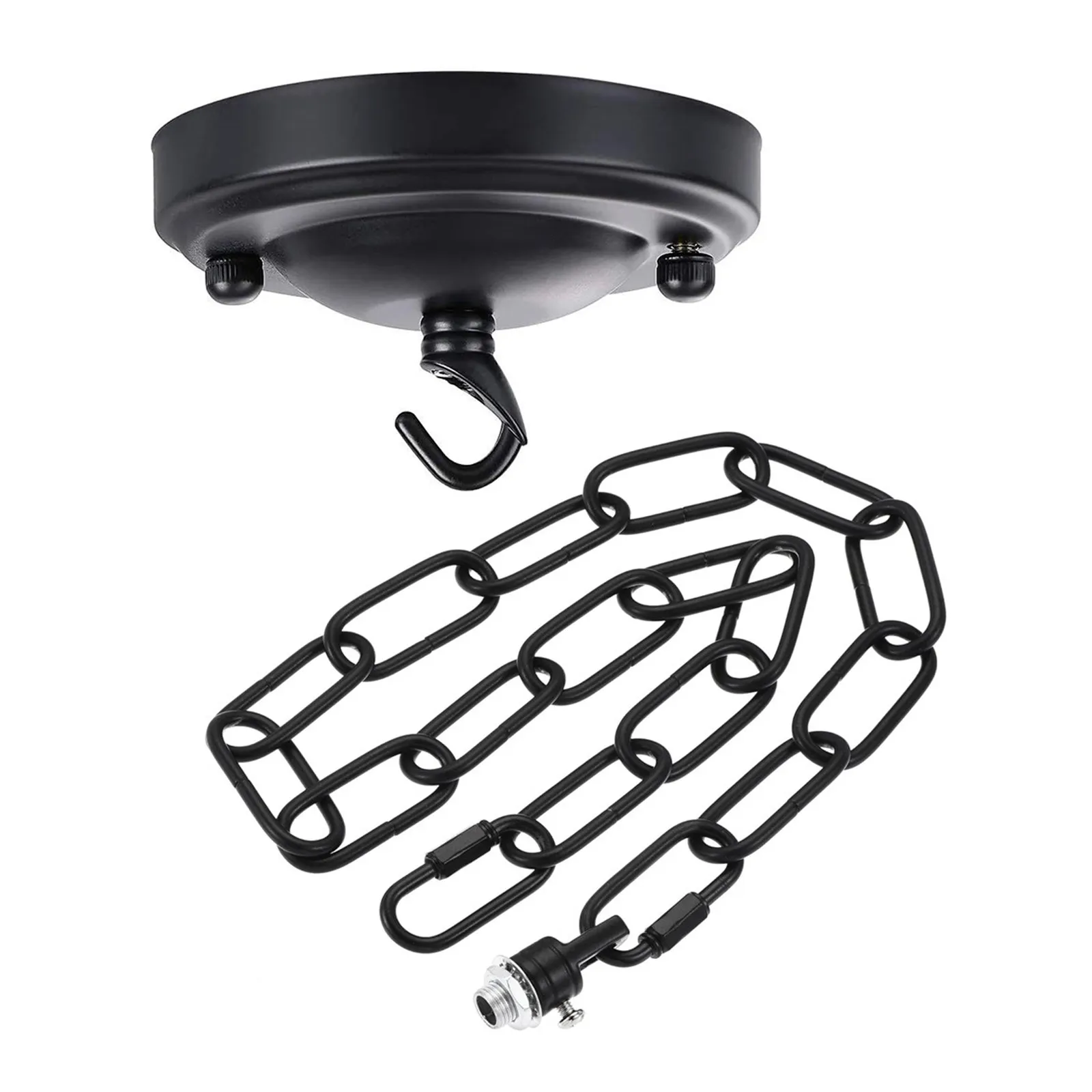 1Set Ceiling Hook Plate Light Fixture Vintage Hanging Lamp Canopy 4.1inch Black Chandelier Hooks Pendant Lighting Hardware