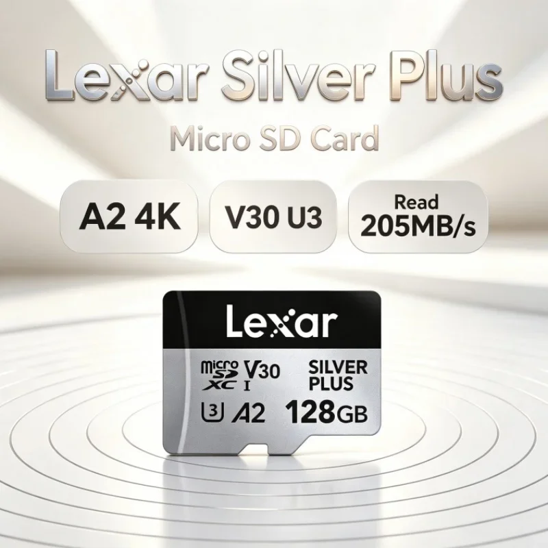 Lexar Silver Plus Micro SD Card SDXC A2 64GB 128GB 256GB 512GB 1TB 4K V30 U3 Read 205MB/s TF Memory Cards for Dash Cam