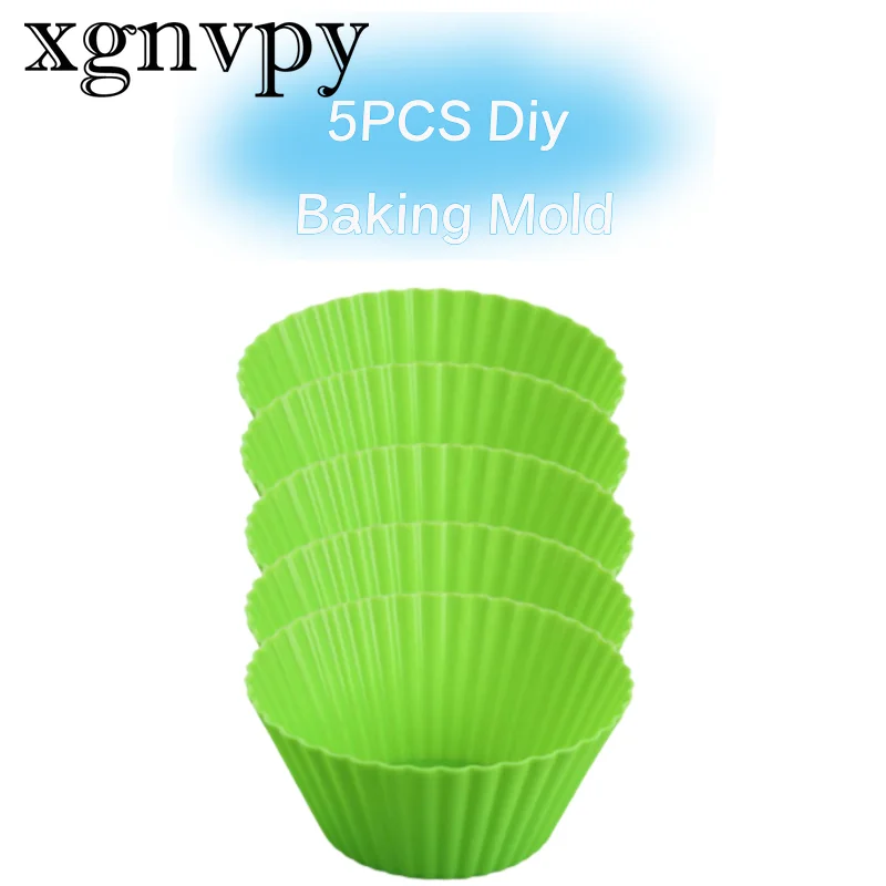 xgnvpy 5PCS Silicone Muffin Cups Custard Tart Molds 7cm Round Cake DIY Baking Pudding Molds for Dessert and Cake Making