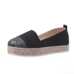 Women Flats Shoes Low Top Spring And Autumn Canvas Shoes Casual Straw Shoes High Quality Fashion Flats Loafers Single Shoes