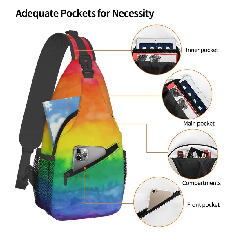 Mochila de hombro personalizada para hombres, bolso de viaje con bandera de arco iris, LGBT, Orgullo Gay, cruzado en el pecho, mochila de día