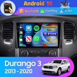 Android 16 Carplay Auto For Dodge Durango 3 WD 2013 2014 2015 - 2020 Car Radio Navigation DSP WIFI+4G Stereo DVD Video Player BT