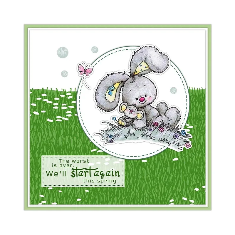 Spring Rabbits Mouse Cutting Dies Clear Stamp DIY Scrapbooking Metal Dies Silicone Stamp For Card