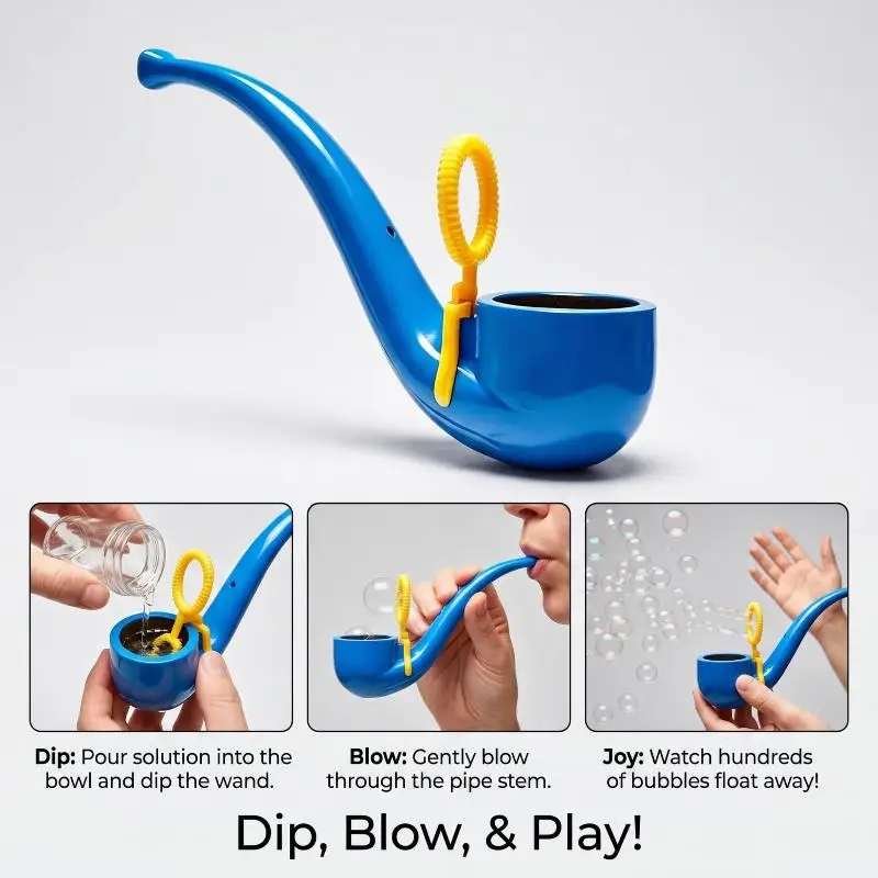 Bubble Pipe Portable Soap Bubble Maker Colorful Pipe-shaped Bubble Toy For Kids Outdoor Play Party Favors Plastic NonToxic