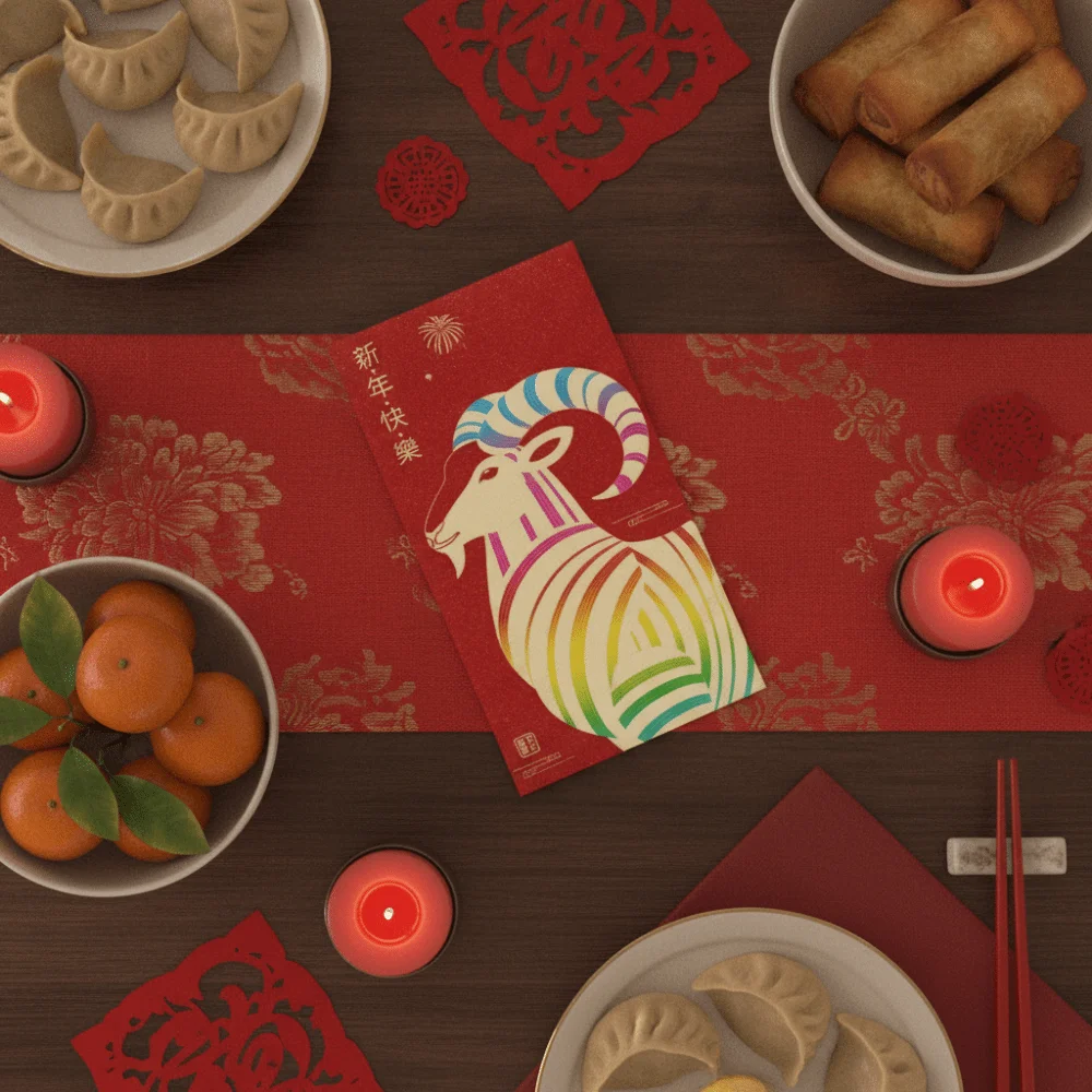 6PCS Colorful Goat Pattern 2027 Chinese New Year Red Envelopes Hot Stamping Rectangular The Year of The Goat Red Packet