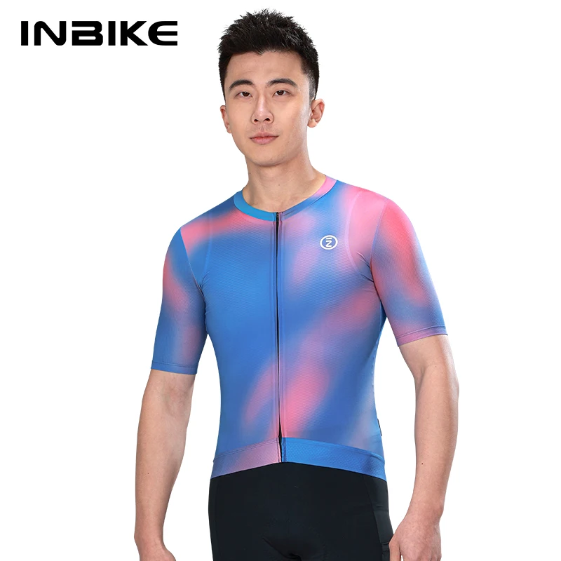 

INBIKE Men's Short Sleeve Cycling Jersey New Summer Top Clothing Mountain Road Riding Tops Bicycle Jersey with Three Pockets