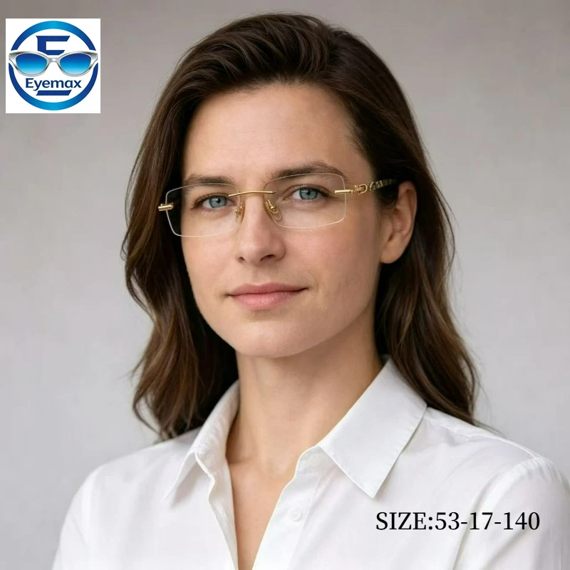 New fashion Natural Shell White Black Ox Horn Temple Eyeglasses Frame Rimless Myopia Optical Glasses Frame Men Women 53-17-140
