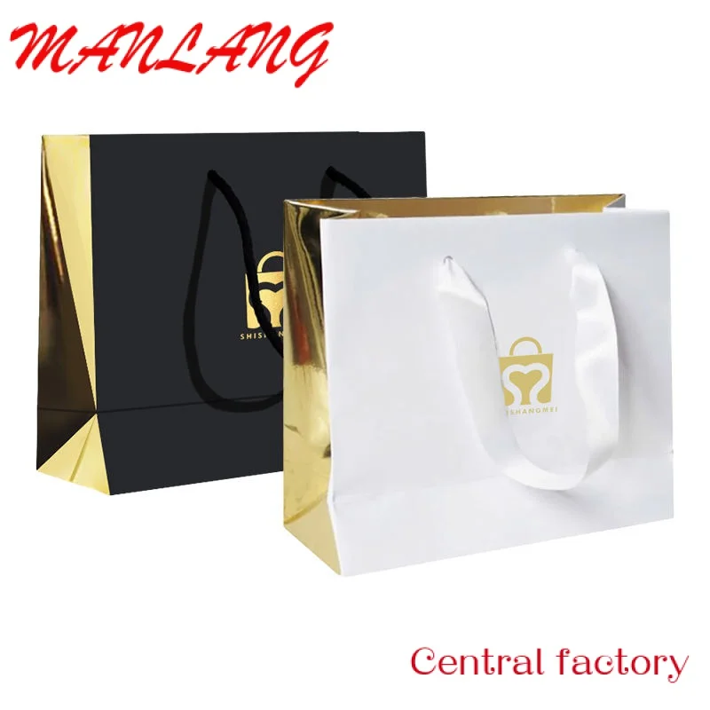 Custom  Custom Luxury Black Clothes Store Retail Packaging Gift Carry Bags Boutique Shopping Paper Bags With Your Own Logo