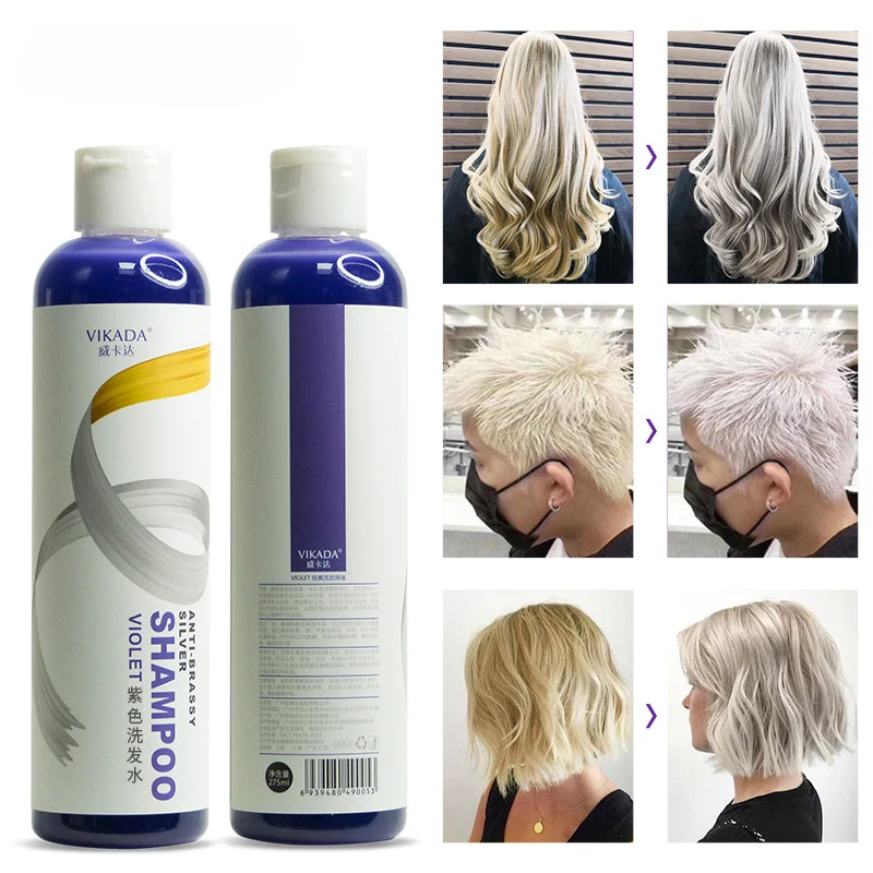 Purple Hair Dye Shampoo for Blonde to Cover Gray Non-irritating Hair Fading Yellow After Bleach Hair Shampoo Gray Hairs Remedy