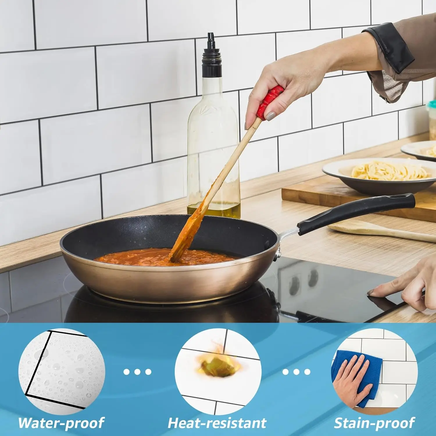 102-Piece Peel and Stick Wall Tile for Kitchen Backsplash, Bathroom, Fireplace, 3in. × 6in. Stick on Subway Tile, Glossy White view 2