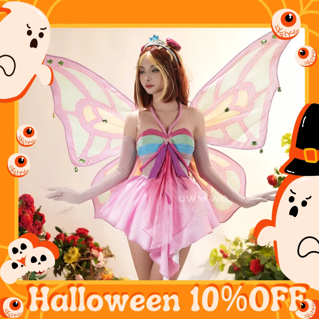 UWOWO Bloomm Enchantixx Flora Cosplay Costume Big Fairy Wings Cosplay Outfit Butterfly Fairy Women Wing