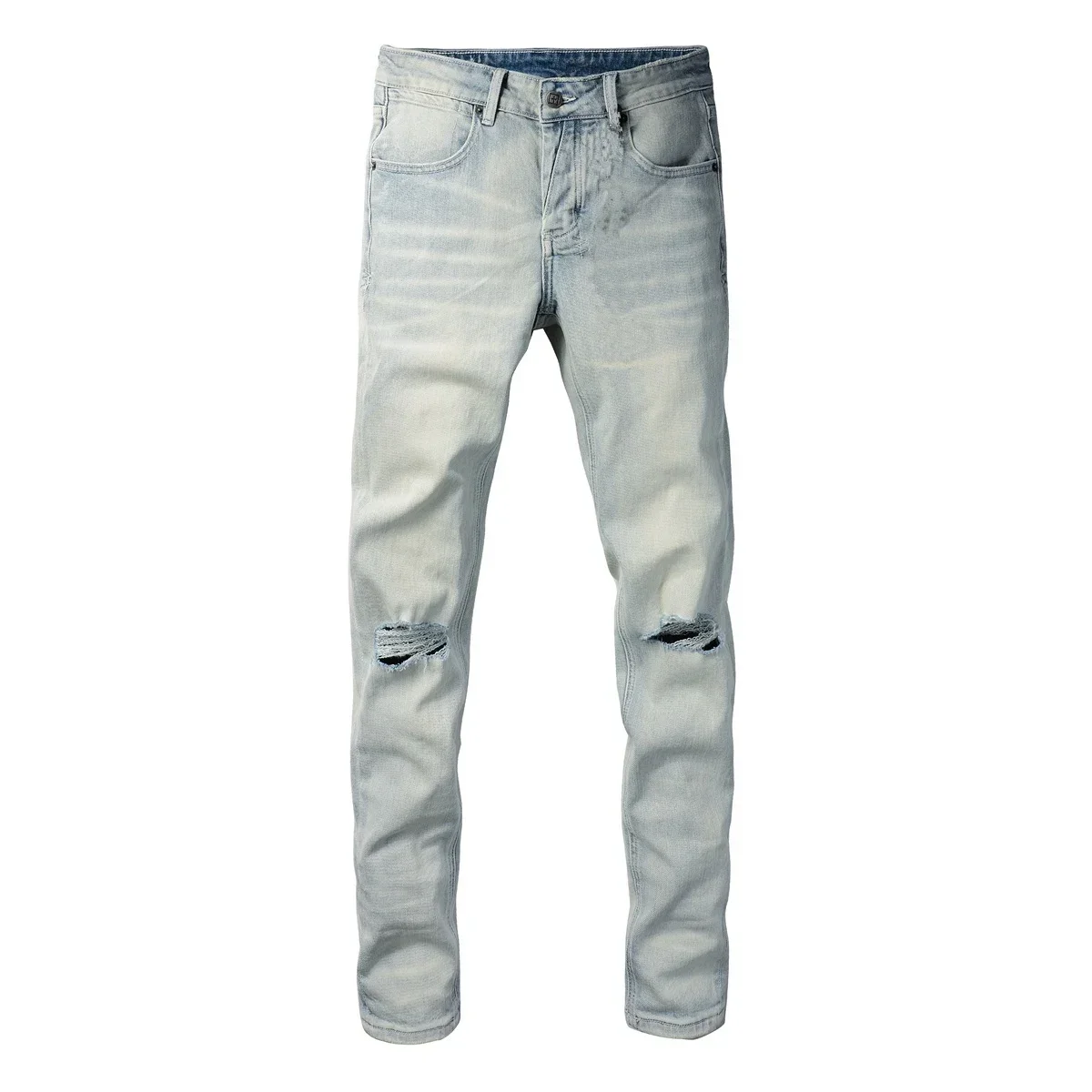 Top Quality Jeans Men Fashion Cross Trend Retro Paint Trend Low Rise Stretch Skinny Ripped Frayed Trousers Pants Ballroom