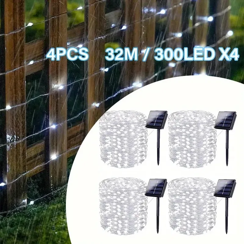 

4 Pack Solar String Lights Outdoor Total 420FT 1200LED Solar Powered Waterproof Fairy Lights for Christmas Patio Party Tree Yard