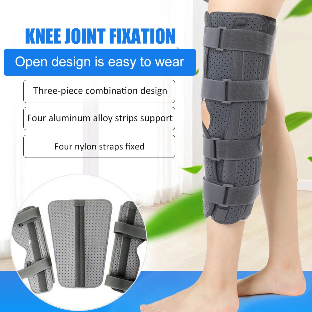 1pcs Knee Brace for Support - Adjustable 3-Panel Knee Immobilizer for ACL, Post-Surgery Recovery - Lightweight Aluminum Splint