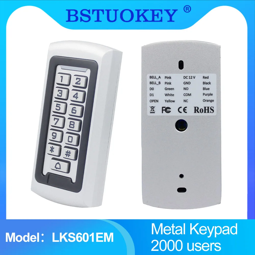 LKS601EM Standalone Metal Access Control Keypad RFID Keyboard Controller 10pcs Keyfobs for Electronic Door Access Control System