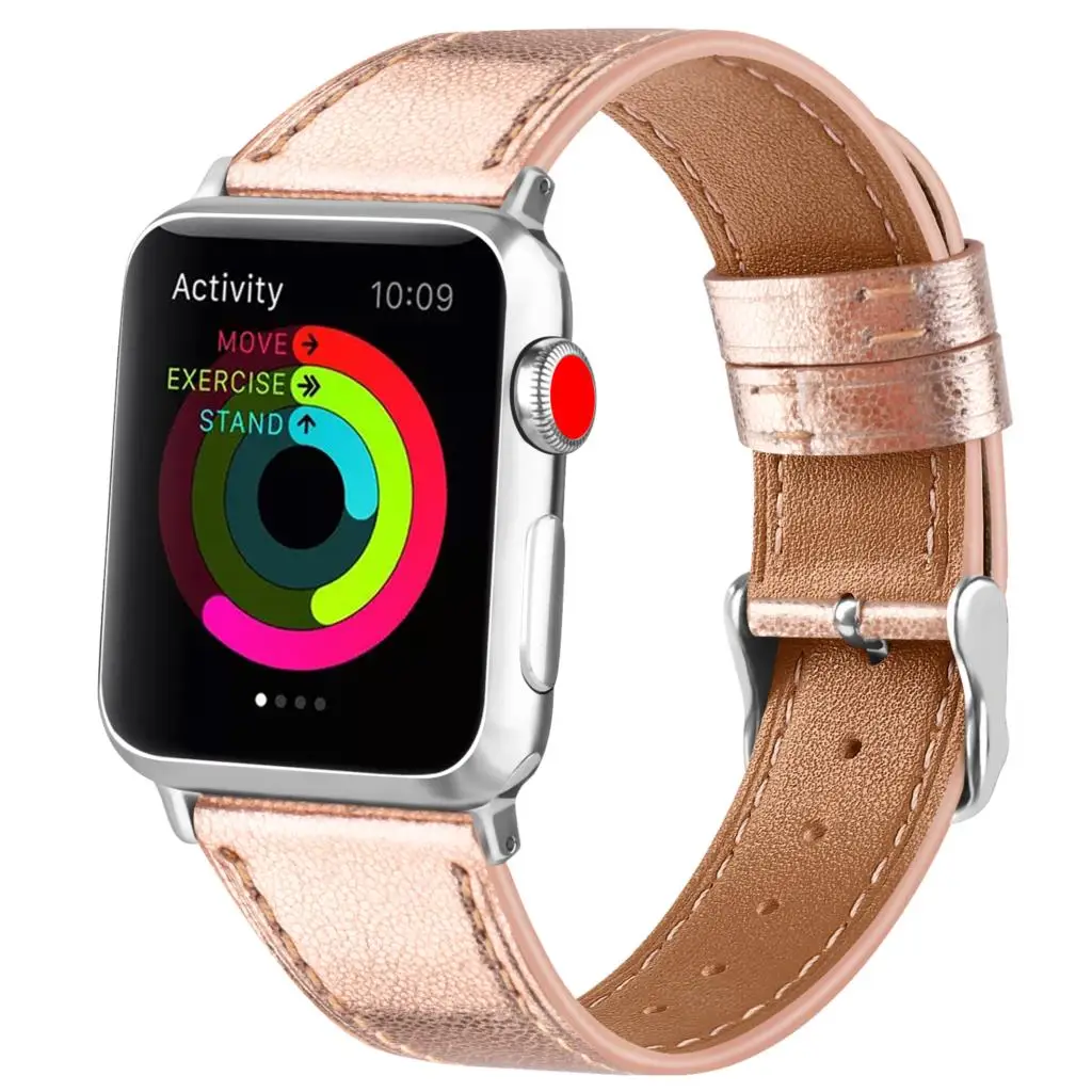 For Apple Watch Band 40mm Leather Flower Strap wacth 7 45mm 42mm Rose Gold Bracelet 38mm 44mm Serises 6 5 4 Correa Wristband