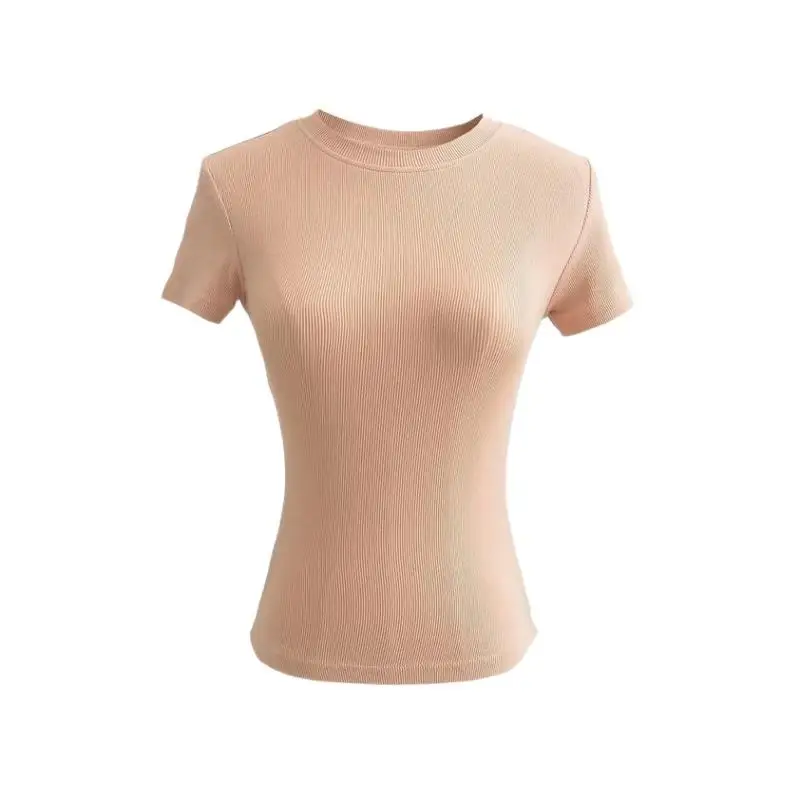 

Women's Elastic Tight Fit ort Sve T-irt Comfortable Stretchy Casual Top for Office Work Cusizable Design