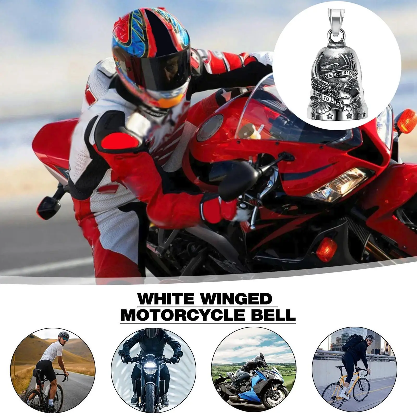 Stainless Steel Motorcycle Bell Eagle Bicycle Accessory Biker Bell Pendants For Riders Driving Commuting Riding Trip Car Outdoor