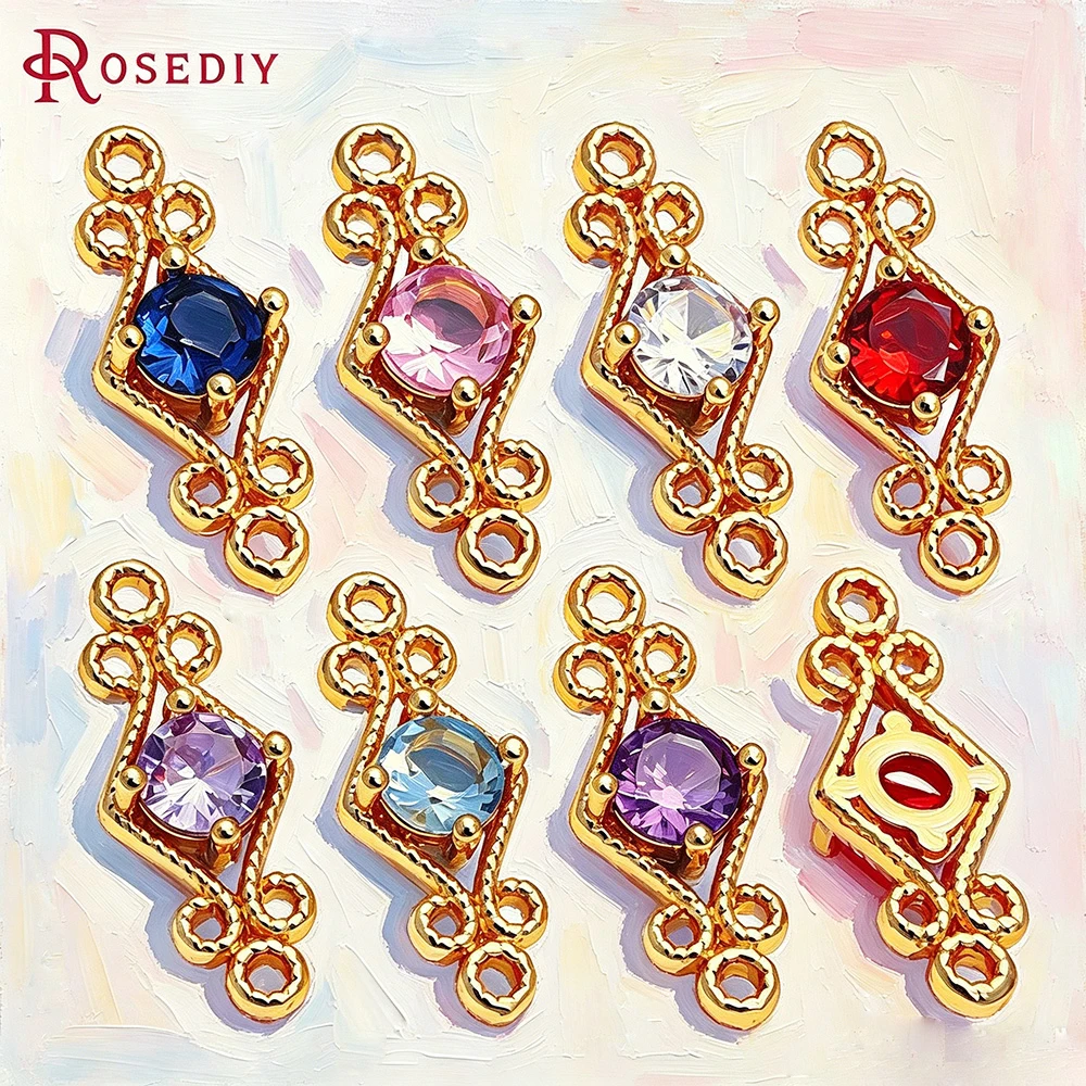

20PCS 6x16MM 18K Gold Color Brass and Zircon 2 Holes Rhombus Connect Charms Pendants High Quality Jewelry Making Diy Findings