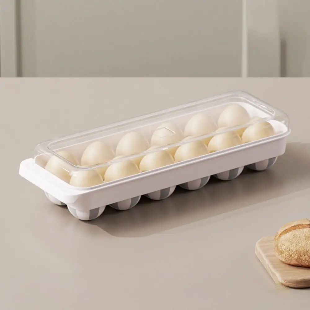 موزع البيض 12 فتحة ثلاجة صينية البيض قابلة للتكديس موفرة للمساحة حامل تخزين البيض البلاستيك مع غطاء الثلاجة البيض المنظم المنزل
