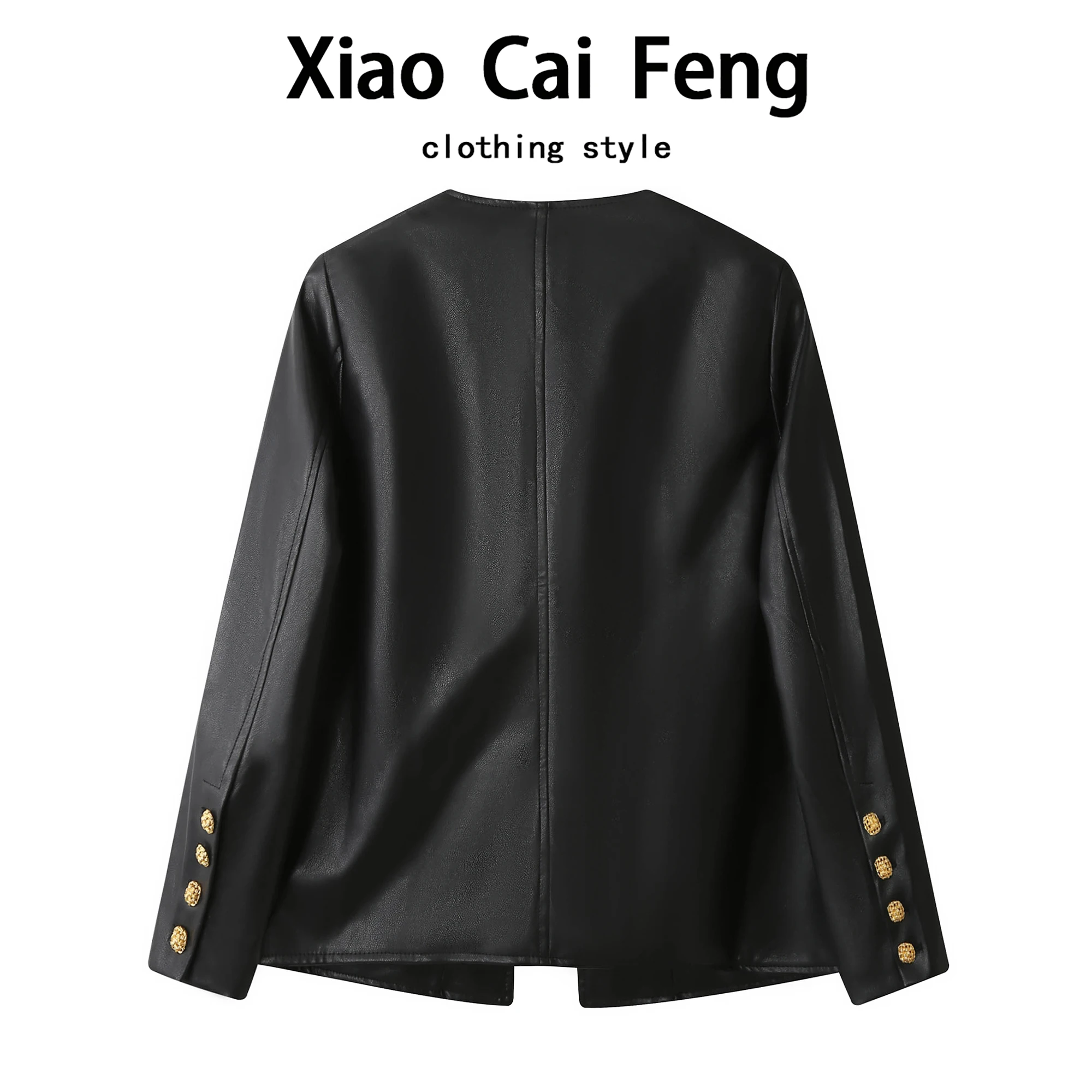 Ele Bla PU Couro Jaet Feminino Primavera Outono Solto Casual redondo Ne Faionable Versátil Dr Qing a Po