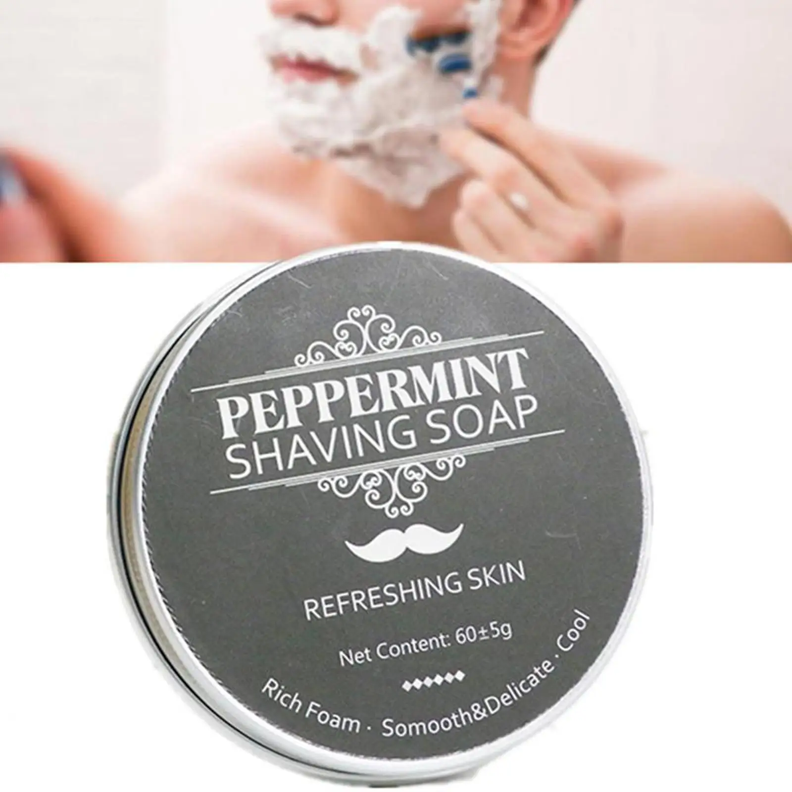 

1/3PCS Mint Scent Men's Shaving Soap Aluminum Boxed Foam Rich Gentle Not Stimulating Handmade Soap Gentle Shave Beard Cream