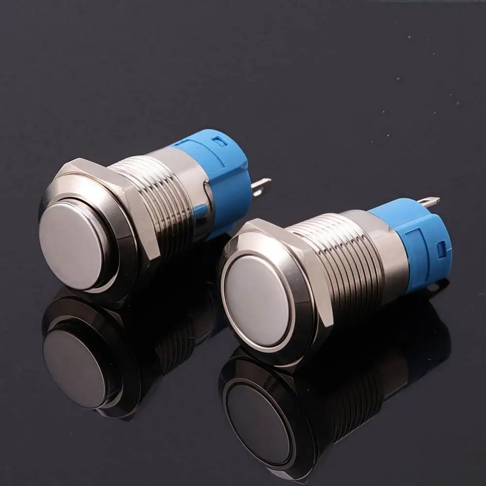 12mm Metal Push Button Switch Waterproof Momentary Latching High Flat Head Industrial Power Control Element