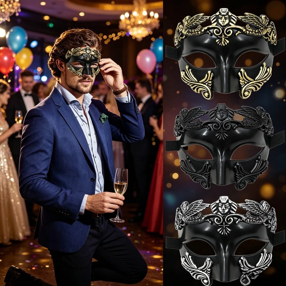 Well-Crafted Warrior Half Mask in Vintage Venetian Style with Ancient Civilization Details Practical Ornament