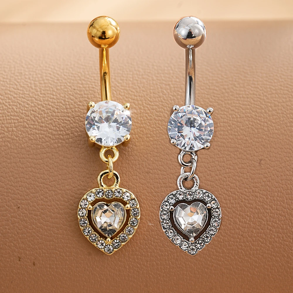 Faux Fake Belly Button Ring, 3/5 Reverse Crystals
