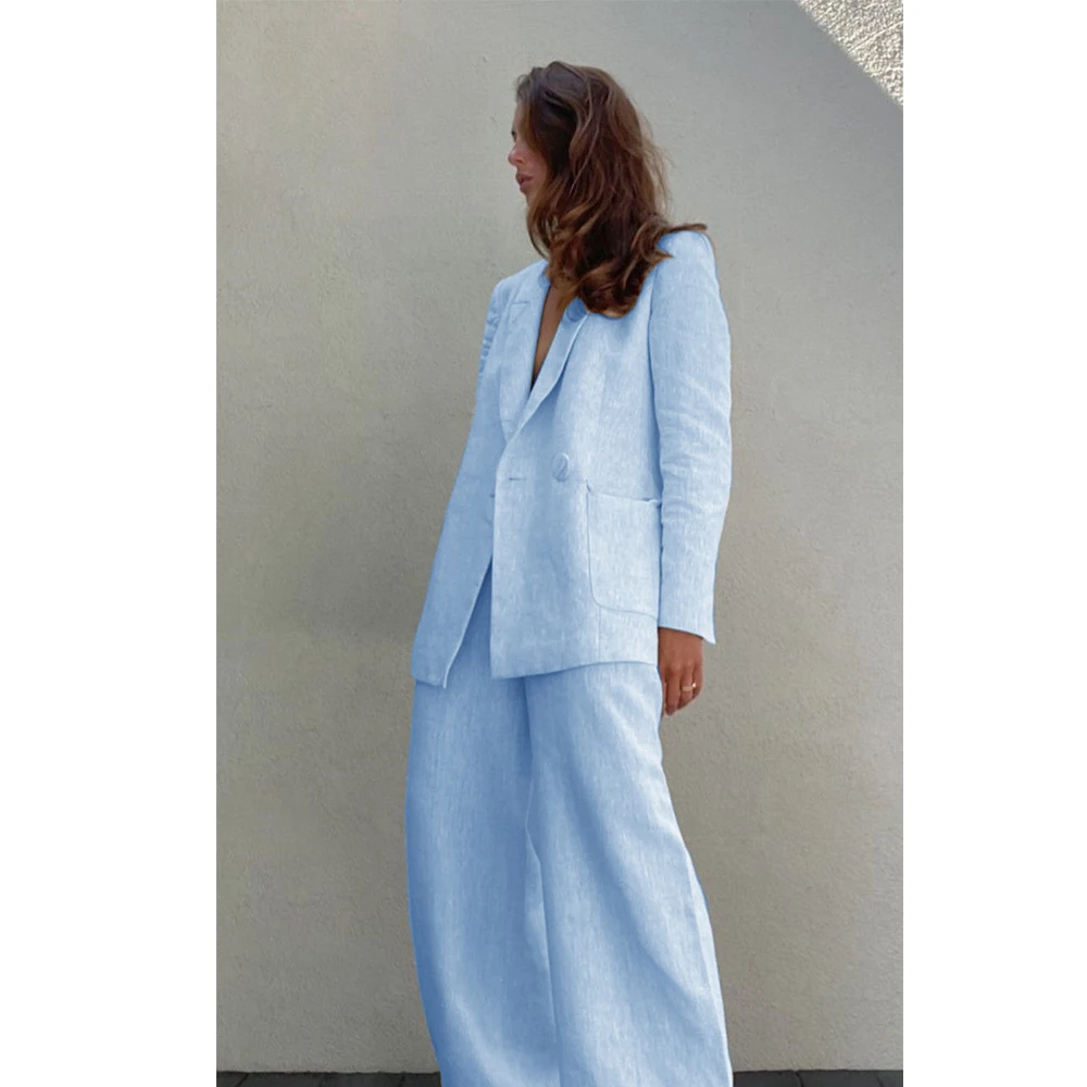 Women\'s Summer Suits Linen Two Piece Suits Elegant Fashion Women\'s Clothing Party Suits Casual Large Size Suits New Arrival