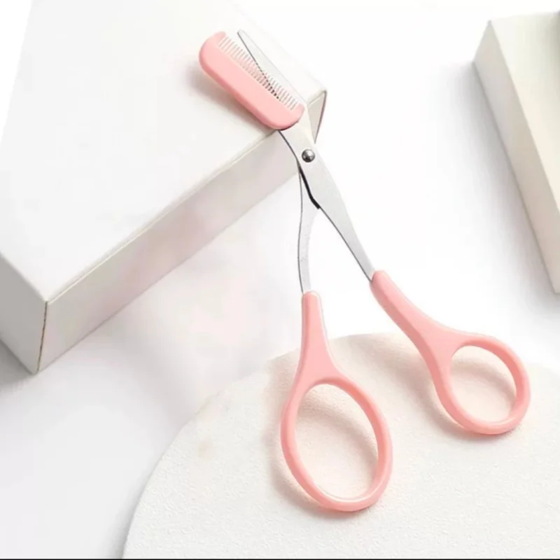 204-Kit de preparação de sobrancelhas: tesoura com pente de sobrancelhas, aparador, pinça de maquiagem e navalha de sobrancelhas pequena