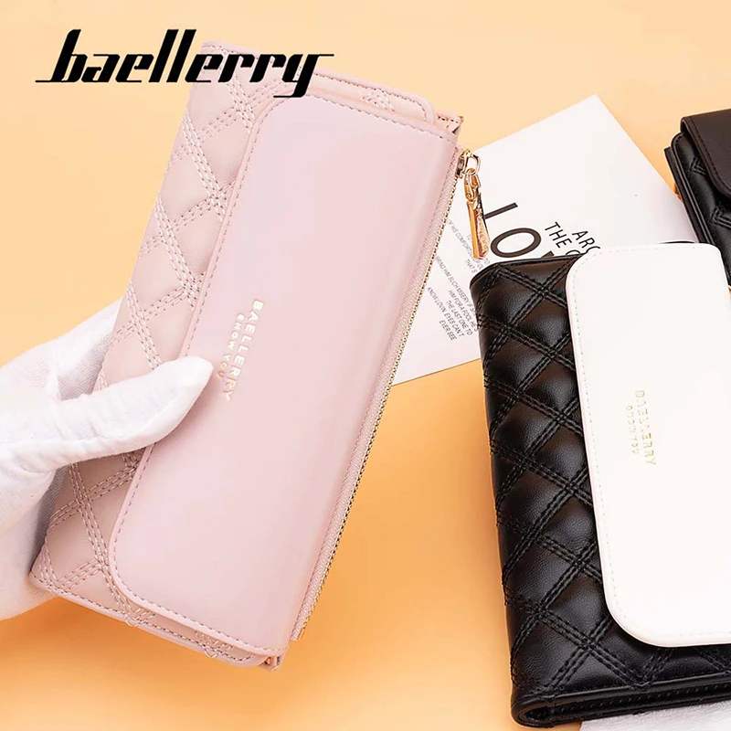 Baellerry New Women Wallet Handbag Name Engraving Brand Card Holder Female Purses Zipper Coin Pocket Small Women\'s Clutch Wallet