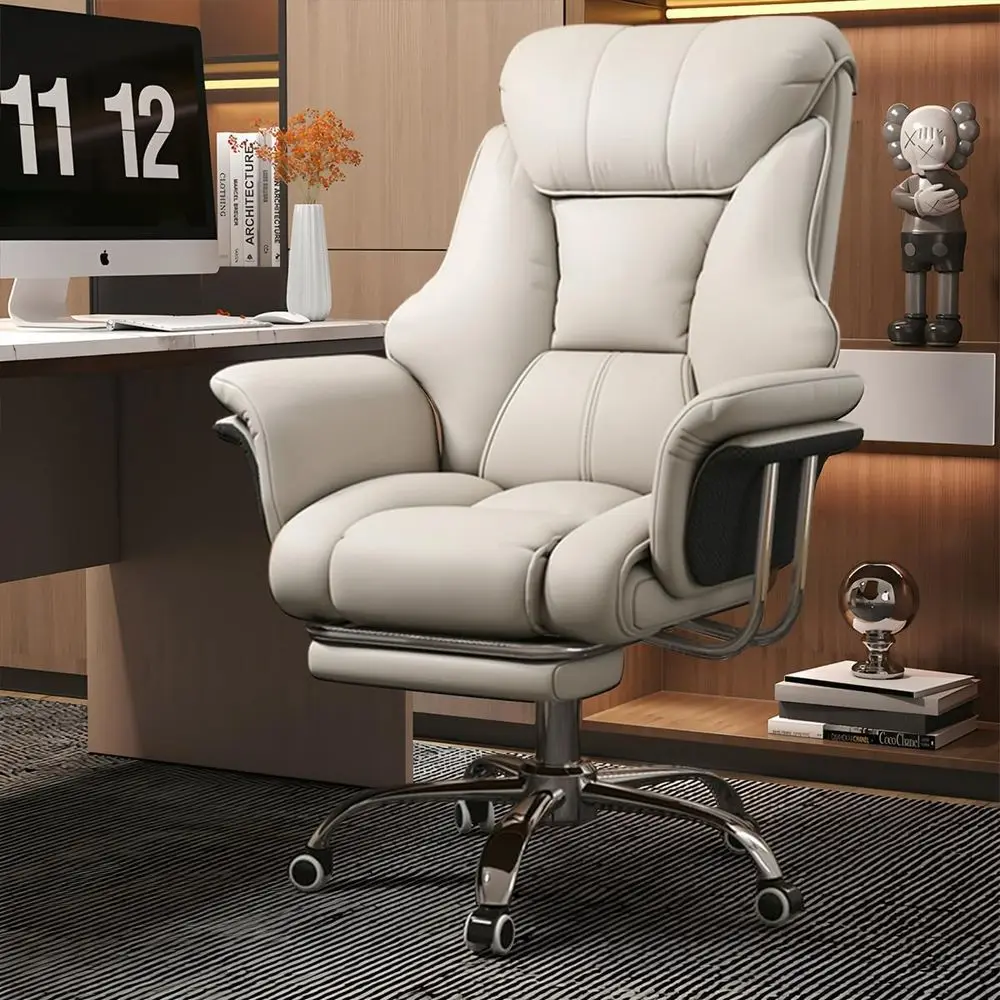

Ergonomic Heavy-Duty Leather Executive Chair, 550 lbs Capacity, Extra Wide with Retractable Footrest