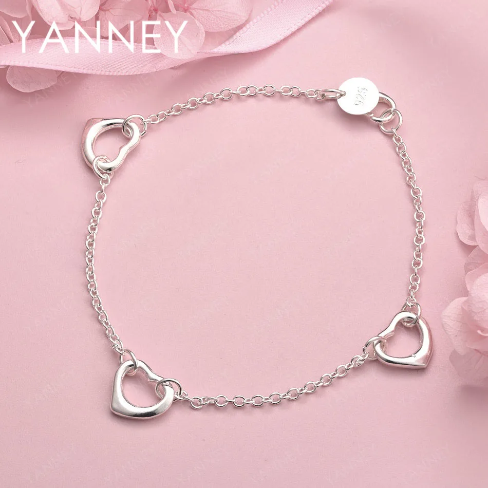 

Браслет из стерлингового серебра 925 пробы, 8 дюймов, с красивым сердечком, модный женский аксессуар, украшение для свадьбы и вечеринки