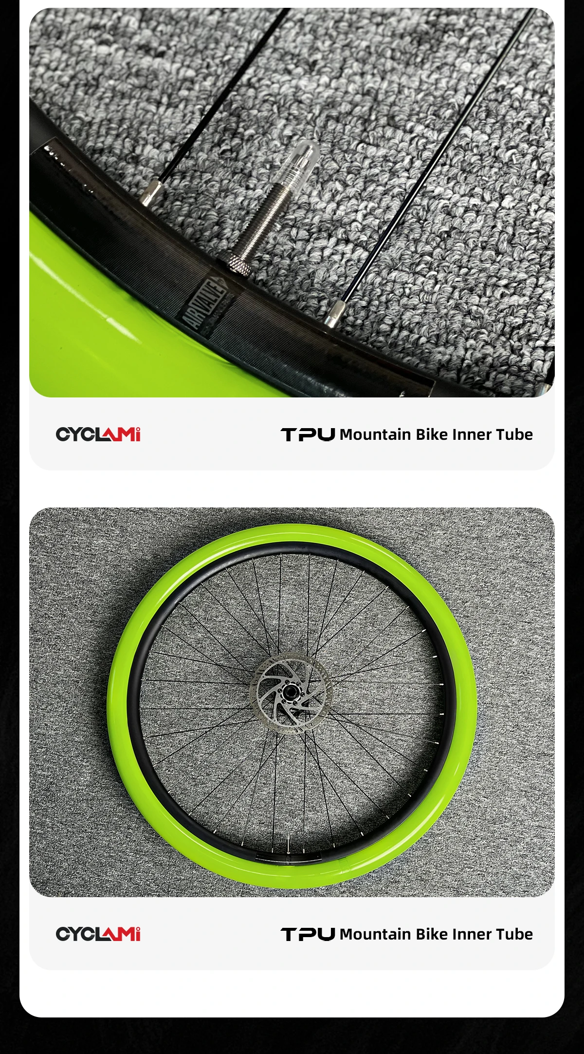 CYCLAMI Fahrradschlauch Ultraleichter TPU-Schlauch Metall Presta-Ventil FV Abnehmbares Fahrradzubehör für Mountain 1.9 2.5 MTB 29 27.5 26 – Detail 8