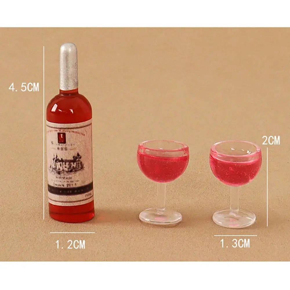Mini Poppenhuis Simulatie Wijnfles Creatieve Handgemaakte Diy Microlandscape Decoratie Wijnglas Model Voor 1/12 1/6 Poppenhuis