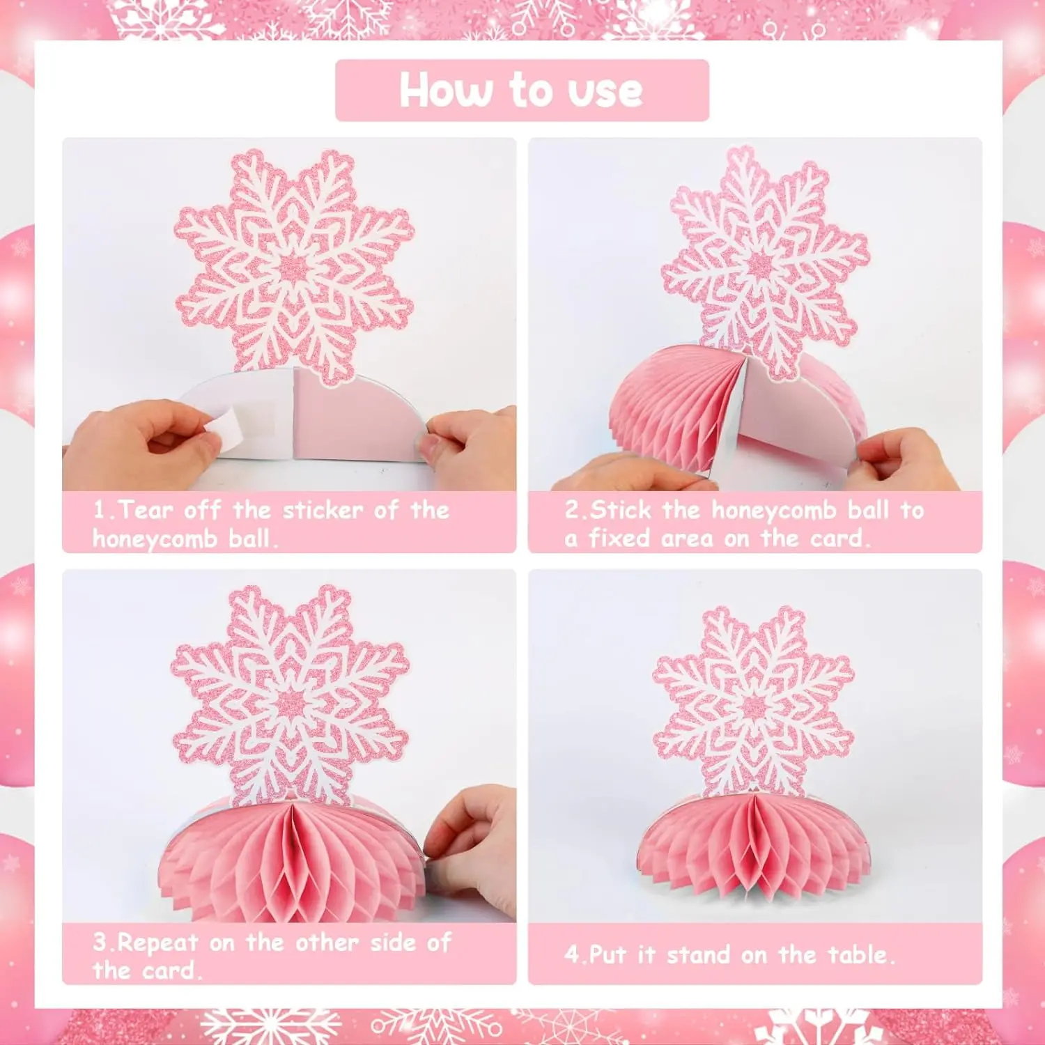 8 Pack Baby It’s Cold Outside Honeycomb Centerpieces Baby Shower Decor Winter Little Snowflake It’s A Girl Table Toppers Decors