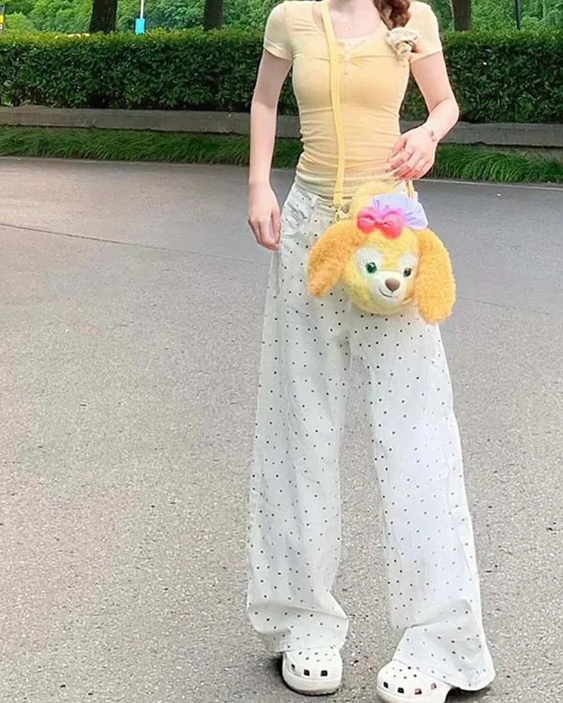 

Женские джинсы, весна-лето 2024, новые свободные узкие широкие брюки с высокой талией, универсальные темпераментные брюки в корейском стиле