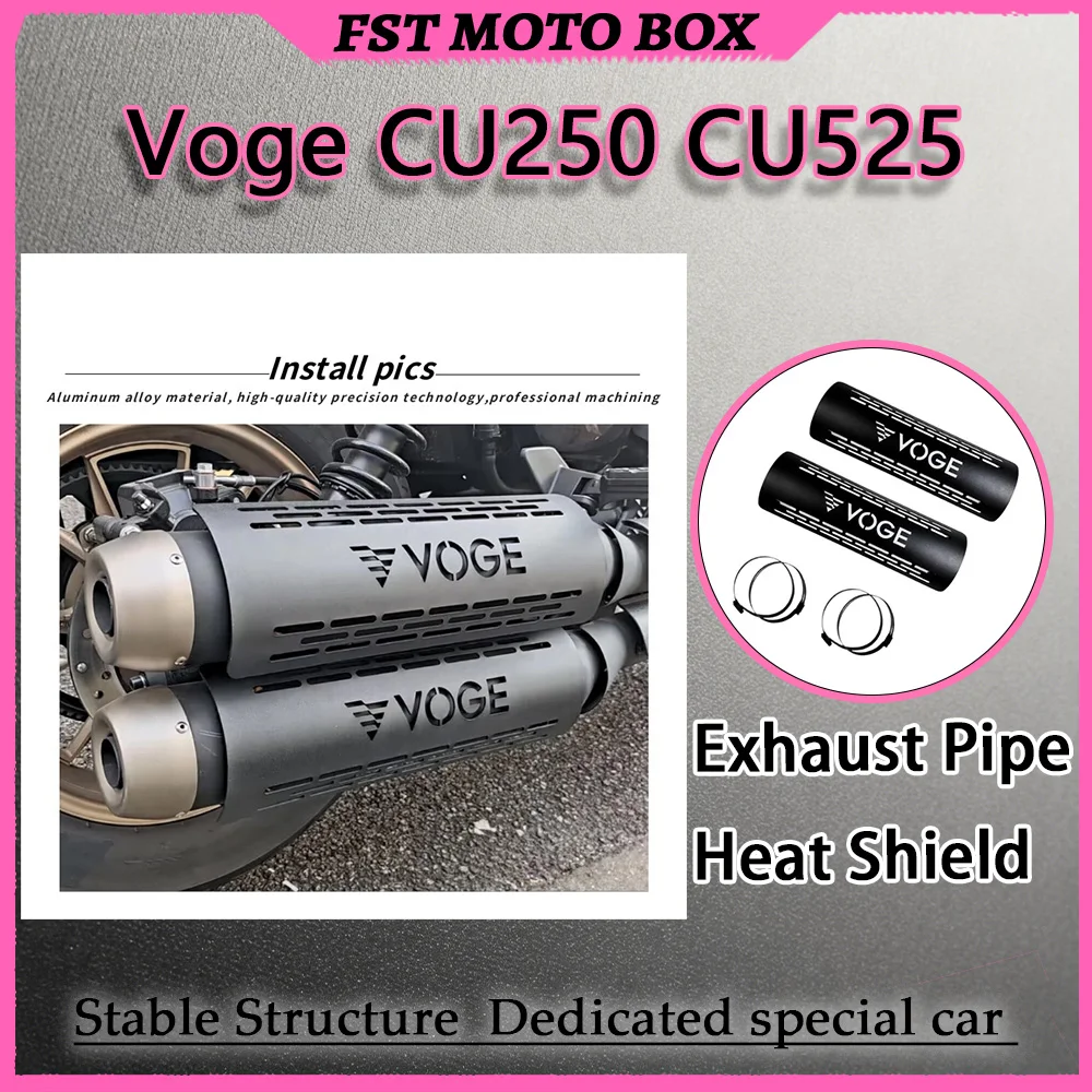 FOR Retro Blacked-out Hollow Heat Insulation Exhaust Pipe Heat Shield for VOGE CU250 CU525 High Temperature Resistant Motorcycle